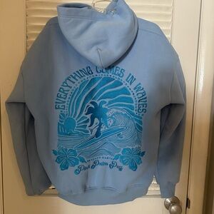 NWT Pink Palm Puff Blue Graphic Hoodie